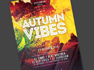 Autumn Vibes Flyer autumn autumn party fall flyer graphic graphicdesign graphicriver leafs poster print psd template