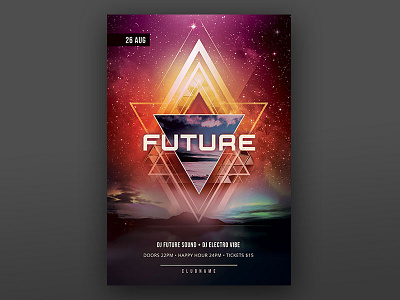 Future Flyer dark design dnb download electro envato flyer geometric geometry graphic design graphicriver night poster psd template