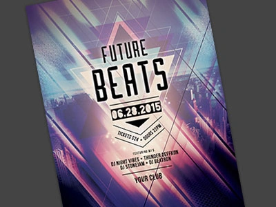 Future Beats Flyer abstract city flyer geometric geometry house lines poster psd skyline techno template