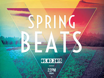 Spring Beats Flyer colorful download flyer geometric geometry graphic design party flyer poster psd spring template triangle