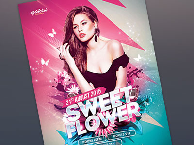 Sweet Flower Flyer envato flower flowers girly graphicriver light pink psd soft summer sweet template