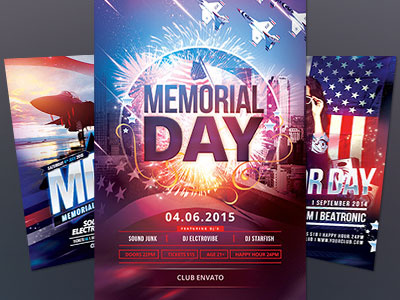 Memorial Day Flyer Bundle america american flyer freedom graphicriver independence labor day memorial memorial day patriotic poster template