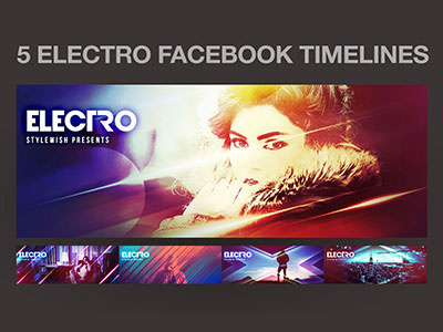 5 Electro Facebook Timeline Covers cover creativemarket download facebook fb cover fb timeline graphic graphic design modern profile psd timeline