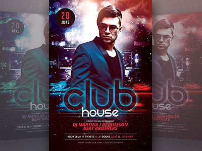 Club House Flyer Template club dark electro graphic design graphicriver house night party flyer poster psd template