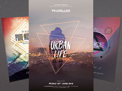 Party Flyer Bundle Vol.28 abstract alternative ambient flyer geometric geometry graphic design music poster psd shapes template