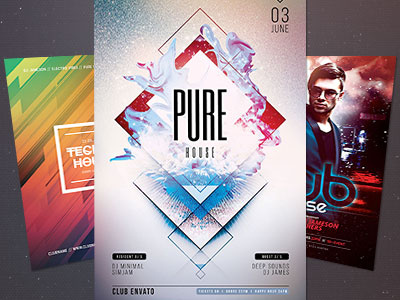 House Flyer Bundle abstract creative electro flyer graphicriver house music poster print psd shapes techno