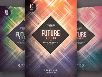 Future Nights Flyer design electornic electro flyer future galaxy graphic partyflyer poster print psd template