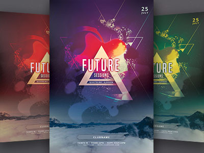 Future Sessions Flyer design electornic electro flyer future galaxy graphic partyflyer poster print psd template