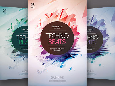 Techno Beats Flyer abstract creativemarket download flyer graphic house minimal poster psd shapes techno template