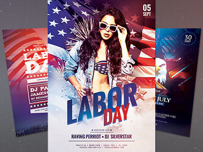 Labor Day Flyer Bundle america american download flyer independence day labor day memorial day patriot patriotic poster usa