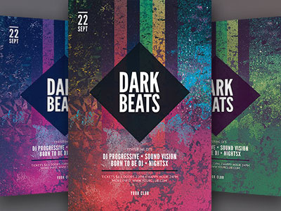 Dark Beats Flyer abstract creativemarket dark download flyer graphic design grunge house poster psd techno template