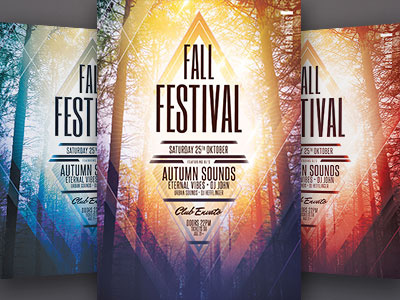 Fall Festival Flyer autumn fall flyer graphic design graphicriver light nature photoshop poster print psd template