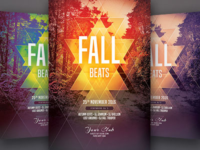 Fall Beats Flyer autumn fall flyer graphic design graphicriver light nature photoshop poster print psd template