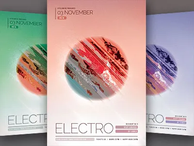 Electro Flyer club edm electro glow graphic house music night progressive psd template trance