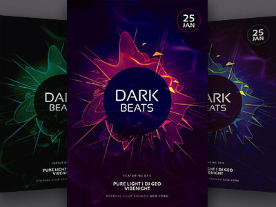 Dark Beats Flyer Template abstract dark download electro flyer future futuristic party poster psd shapes template