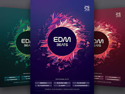 EDM Beats Flyer abstract dark download edm envato flyer graphicriver poster progressive psd shapes template