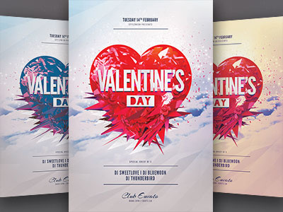 Valentine's Day Flyer download graphic design heart love loving passion poster psd romantic template valentine valentines day