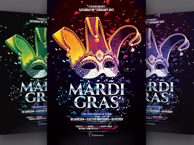 Mardi Gras Flyer carnival celebration confetti costume flyer graphicriver mardi gras mask masquerade poster psd