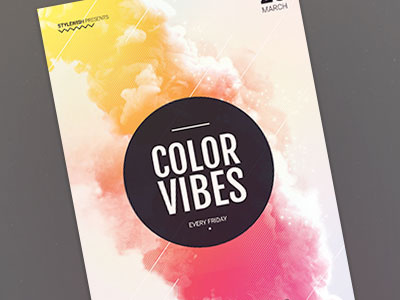 Color Vibes Flyer clouds colorful colors download electro flyer graphic design graphicriver poster psd smoke template