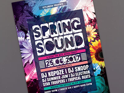 Spring Sound Flyer Template colorful colors download envato flowers flyer graphicriver light poster spring springtime summer