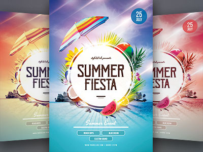 Summer Fiesta Flyer colorful colors download flyer graphic graphicriver light poster psd summer template water