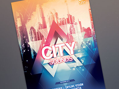 City Sounds Flyer city creativemarket download flyer geometric metropolis modern poster psd skyline template urban