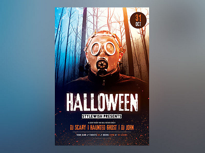 Halloween Flyer death download evil flyer gas mask halloween mask poster scary template terror thriller