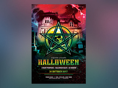 Halloween Flyer death download evil flyer graveyard halloween poster scary template terror thriller tombstone