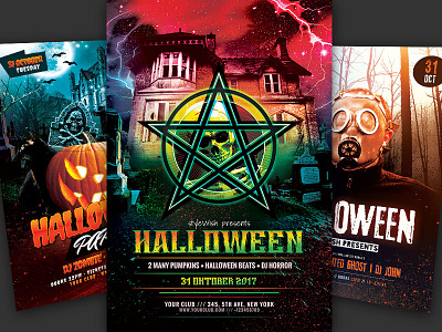 Halloween Flyer Bundle Vol.04 death download evil flyer graveyard halloween poster scary template terror thriller tombstone