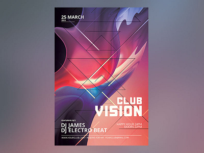 Club Vision Flyer abstract club design download fluent fluid flyer graphicriver photoshop poster psd shapes