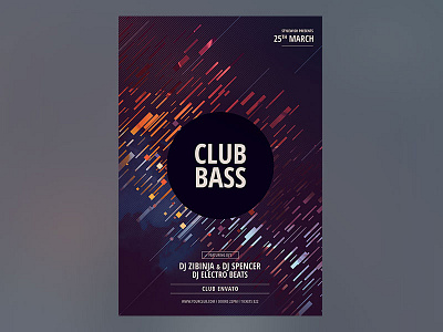 Club Bass Flyer abstract club dark download flyer graphic design graphicriver night photoshop poster psd shapes