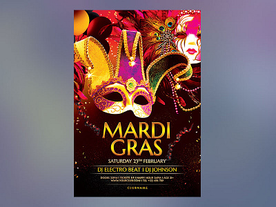 Mardi Gras Flyer carnival celebration download flyer graphicriver mardi gras mask masquerade photoshop poster psd