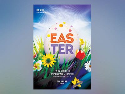 Easter Flyer creativemarket download easter easter egg easter flyer flyer light orange photoshop poster psd template