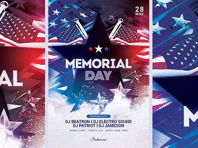 Memorial Day Flyer 4th of july america american flag decoration day flyer labor day memorial day patriot patriotic poster template usa