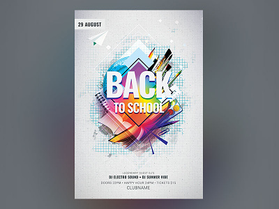 Back to School Flyer after school back to school blue college download flyer graphicriver poster school school party template