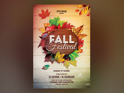 Fall Festival Flyer autumn autumn flyer colorful design download event fall fall flyer flyer flyer artwork graphic design graphicriver leaf leaves party flyer photoshop poster psd psd design template