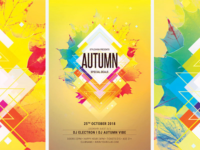 Autumn Flyer abstract autumn autumn flyer autumn party colorful colors creative design download fall fall flyer fall party flyer graphic design graphicriver light lights modern shapes template
