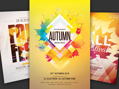 Autumn Flyer Bundle Vol.03 autumn autumn flyer colorful design download fall fall party flyer flyer bundle flyer design graphic design graphicriver leaf leaves light nature photoshop poster psd template