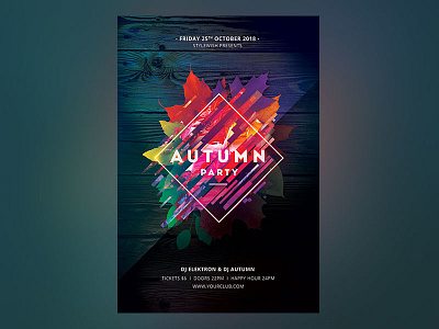 Autumn Party Flyer abstract autumn autumn party colorful design download fab design fall fall flyer graphic design graphicriver leaves nature party flyer photoshop poster psd template