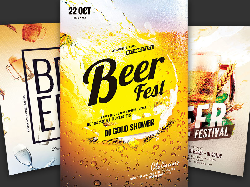 Beer Flyer Bundle psd graphicriver graphic design design pub bar drinks drinking oktoberfest beer download flyer bundle template poster flyer