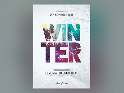 Winter Flyer cold download flyer freezing graphic design graphicriver photoshop poster psd template winter winter flyer winter party