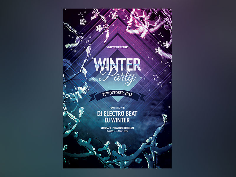Winter Party Flyer psd graphic design download graphicriver template downoad cold freezing photoshop poster flyer winter