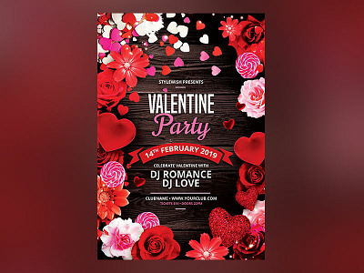 Valentine Party Flyer download flyer graphic design graphicriver photoshop poster psd template valentine valentine day valentine flyer valentine party