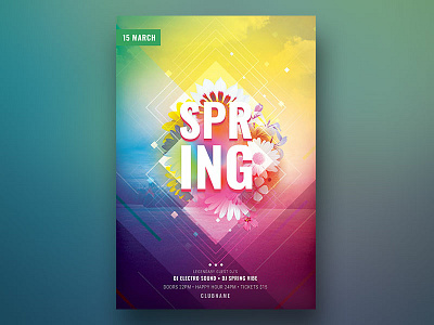 Spring Flyer colorful design download flowers flowershop flyer graphic design graphicriver photoshop poster psd spring spring festival summer template