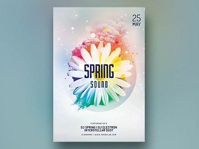 Spring Sound Flyer daisy design download flowers flyer graphic design graphicriver photoshop poster psd spring spring flyer spring party summer template