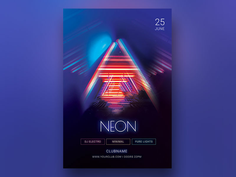 Neon Flyer By Stylewish On Dribbble