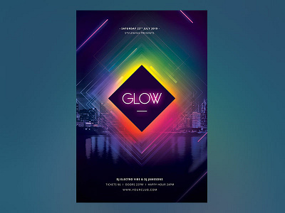 Glow Flyer abstract design download flyer glow glow in the dark glowing glows graphic design graphicriver photoshop poster psd template