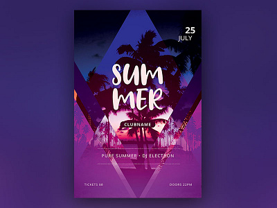 Summer Flyer beach beach bar download flyer graphic design graphicriver photoshop poster psd summer summer flyer template tropic tropical