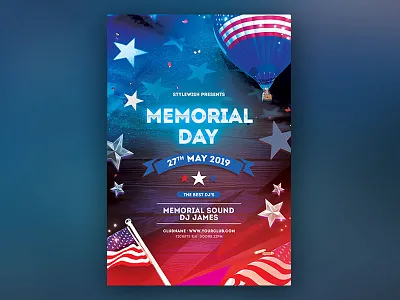 Memorial Day Flyer 4th of july america american flag flyer flyer design fourth of july labor labor day memorial memorial day party patriot patriotic poster usa