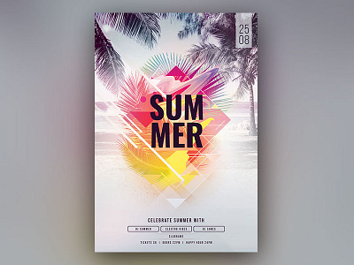 Summer Flyer abstract beach colorful design download flyer geometric geometry graphic design graphicriver light modern photoshop poster psd shapes summer template